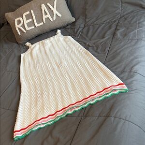 Colorful Striped Sleeveless Dress Sweater Knit Crochet White Girls NEW XXL 18